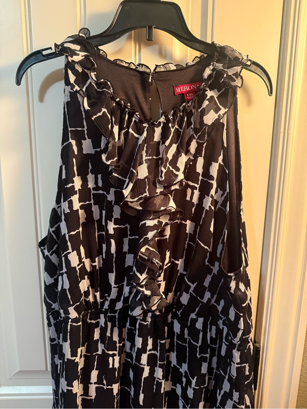 Merona Black & White Ruffle-Neck Sleeveless Sundress